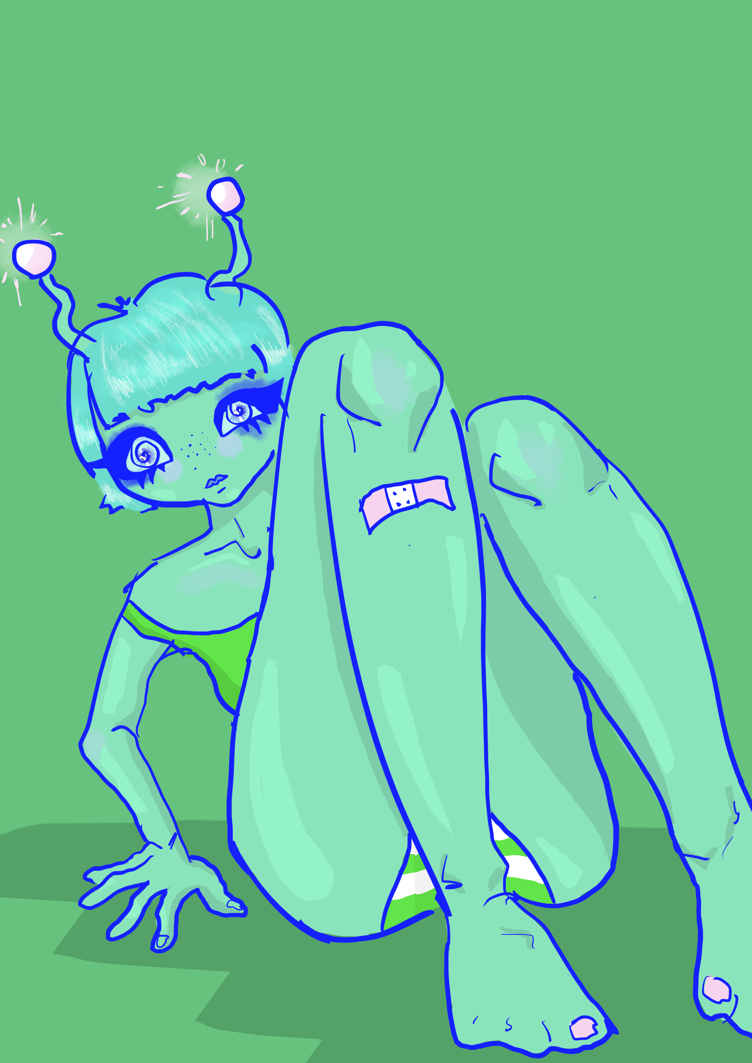 Alien girl digital drawing